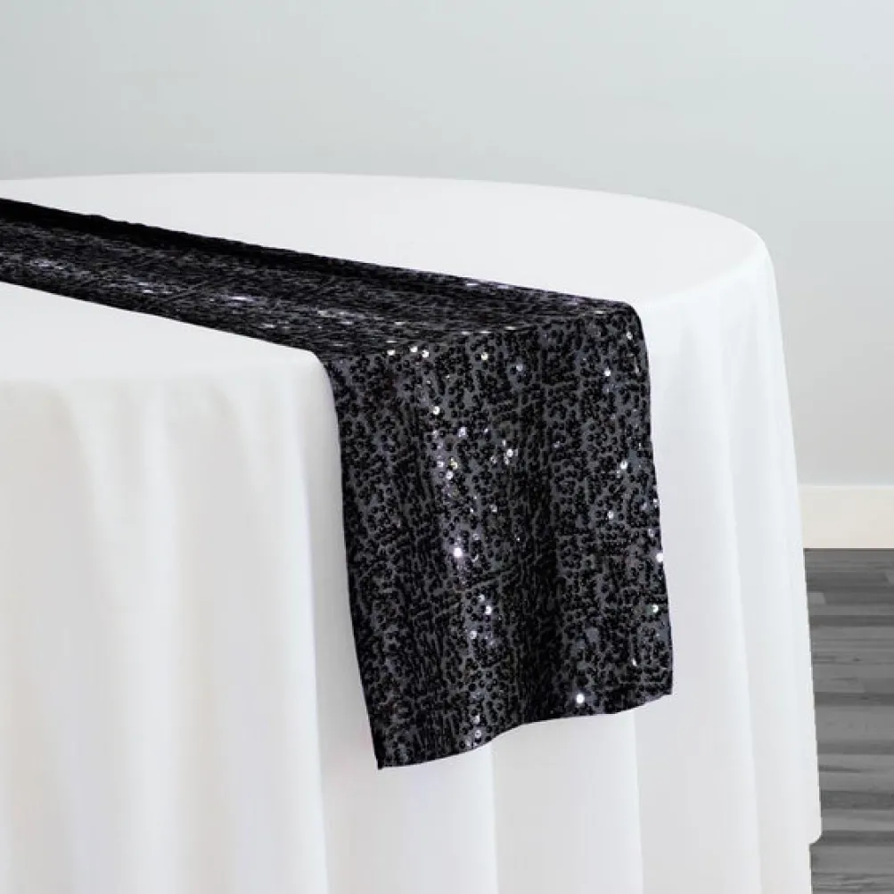 Taffeta Sequins Table Runner in Black