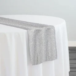 Taffeta Sequins Table Runner in White