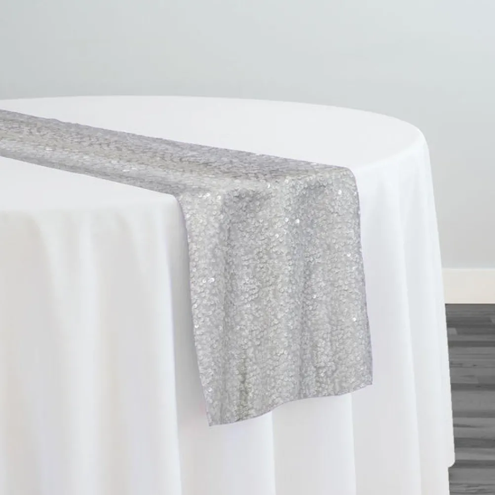 Taffeta Sequins Table Runner in White