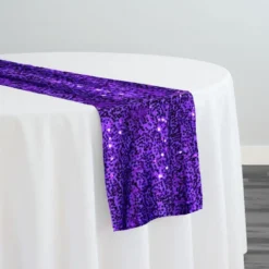 Taffeta Sequins Table Runner in Purple