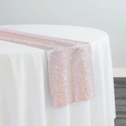 Taffeta Sequins Table Runner in Blush Transparent