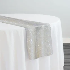 Taffeta Sequins Table Runner in Ivory