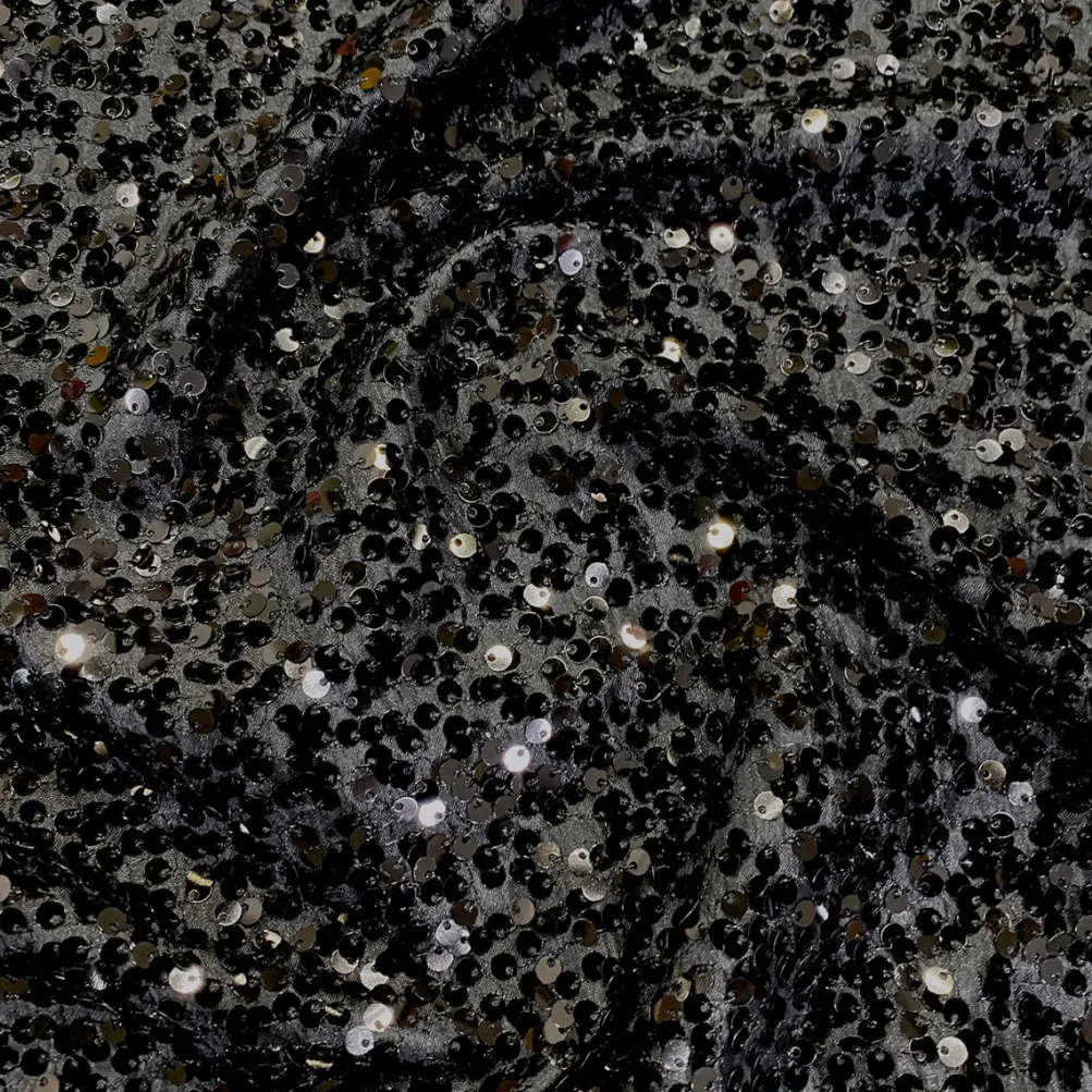 Taffeta Sequins (w/ Poly Lining) Table Napkin in Black