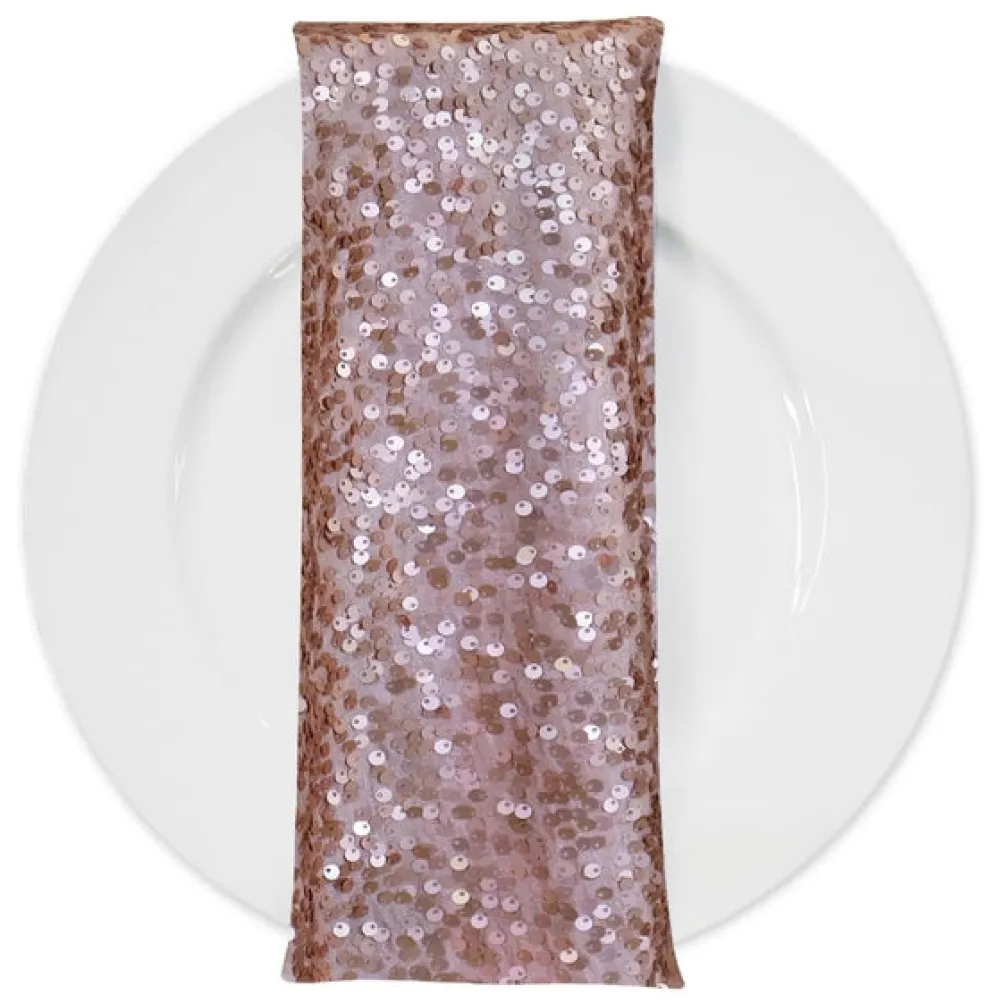 Taffeta Sequins (w/ Poly Lining) Table Napkin in Blush