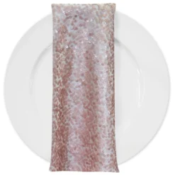 Taffeta Sequins (w/ Poly Lining) Table Napkin in Blush Matte