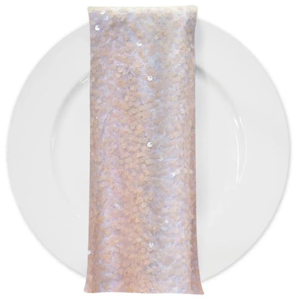 Taffeta Sequins (w/ Poly Lining) Table Napkin in Blush Transparent