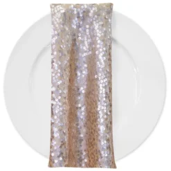 Taffeta Sequins (w/ Poly Lining) Table Napkin in Champagne