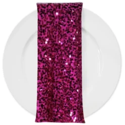 Taffeta Sequins (w/ Poly Lining) Table Napkin in Fuchsia