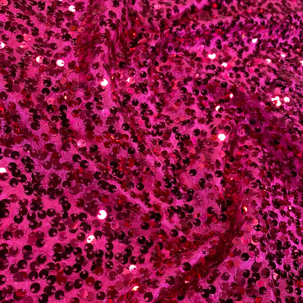 Taffeta Sequins (w/ Poly Lining) Table Napkin in Fuchsia