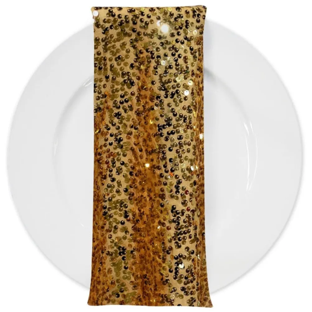 Taffeta Sequins (w/ Poly Lining) Table Napkin in Gold