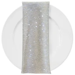 Taffeta Sequins (w/ Poly Lining) Table Napkin in Ivory