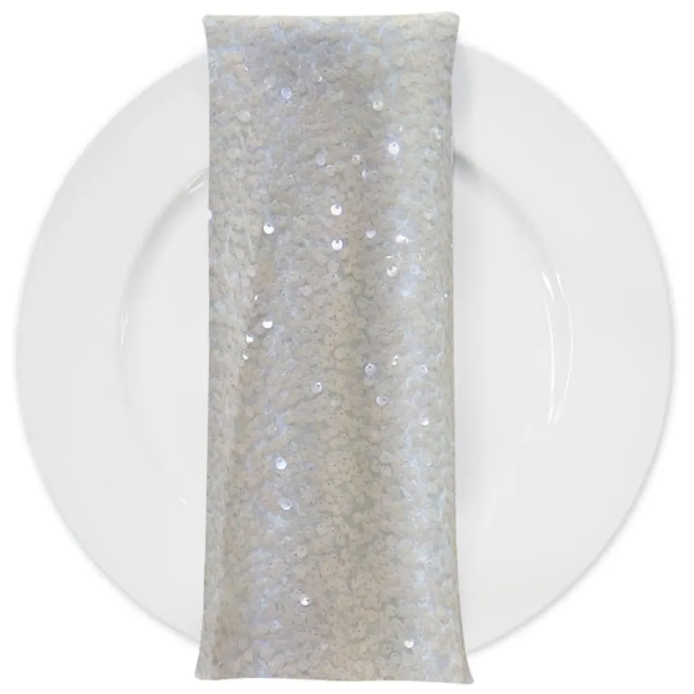 Taffeta Sequins (w/ Poly Lining) Table Napkin in Ivory