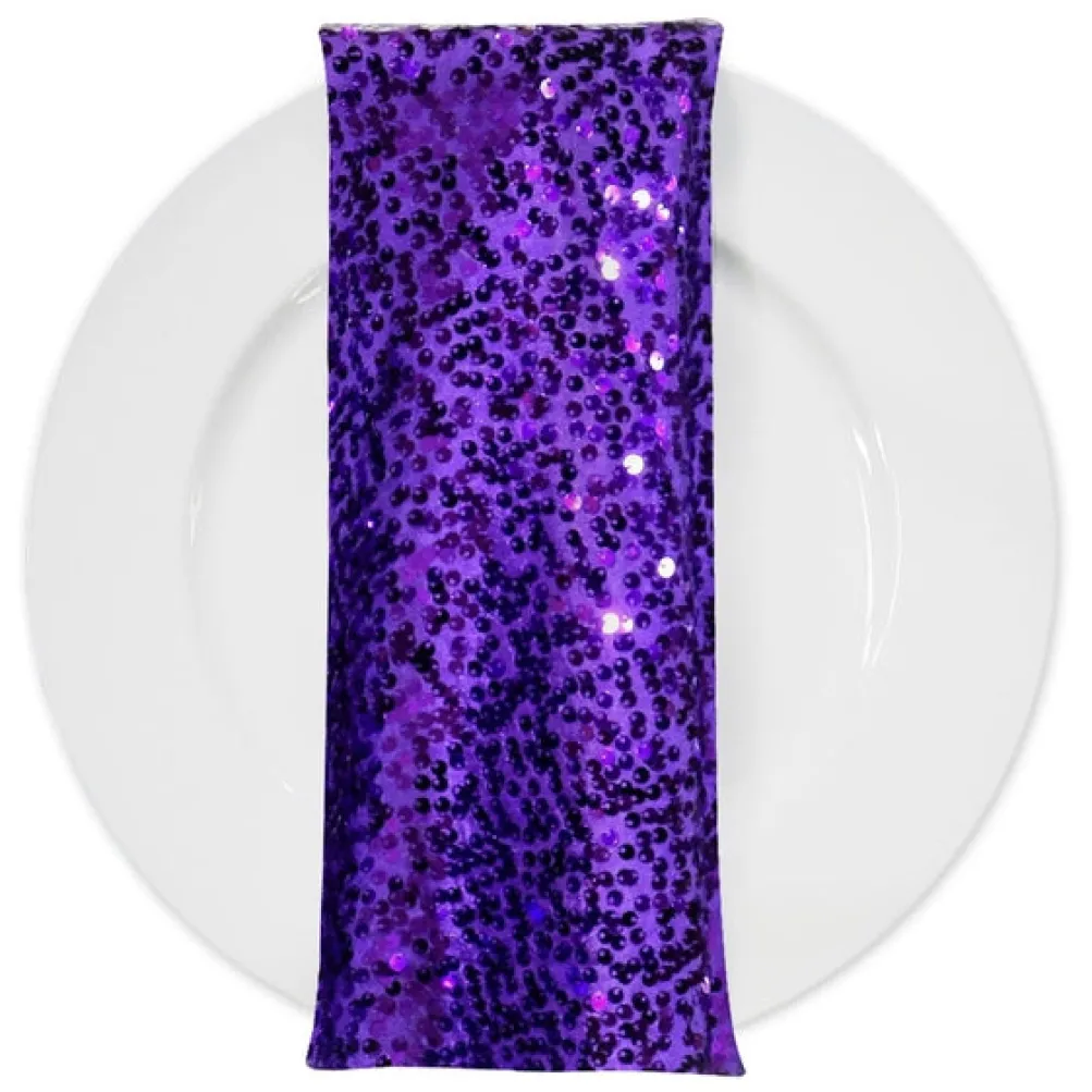 Taffeta Sequins (w/ Poly Lining) Table Napkin in Purple