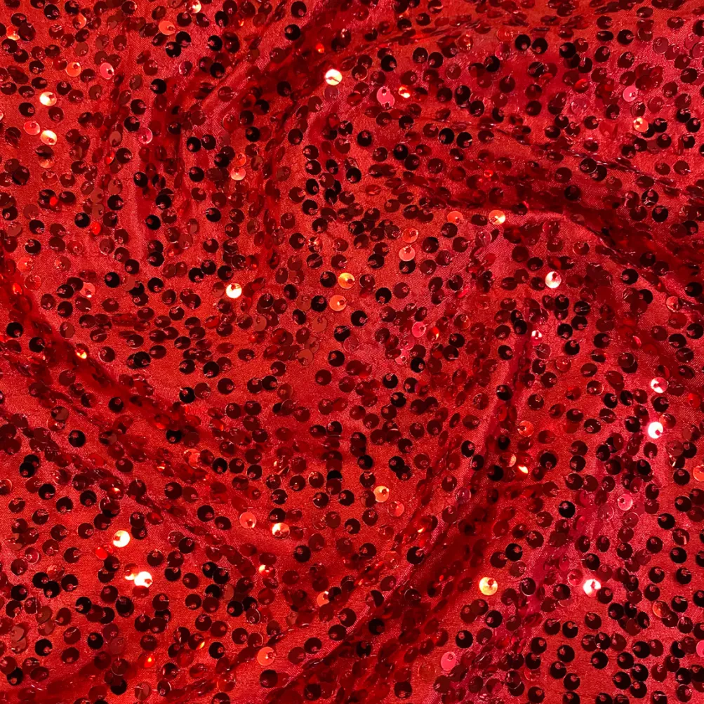 Taffeta Sequins (w/ Poly Lining) Table Napkin in Red