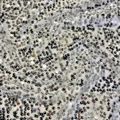 Taffeta Sequins (w/ Poly Lining) Table Napkin in Silver on White