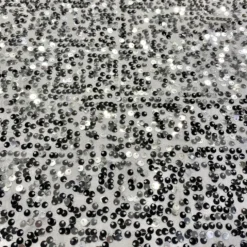 Taffeta Sequins (w/ Poly Lining) Table Napkin in Silver on White