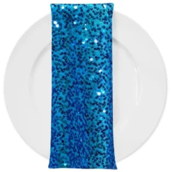 Taffeta Sequins (w/ Poly Lining) Table Napkin in Turquoise