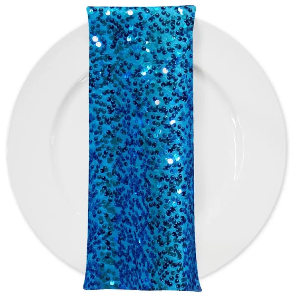 Taffeta Sequins (w/ Poly Lining) Table Napkin in Turquoise