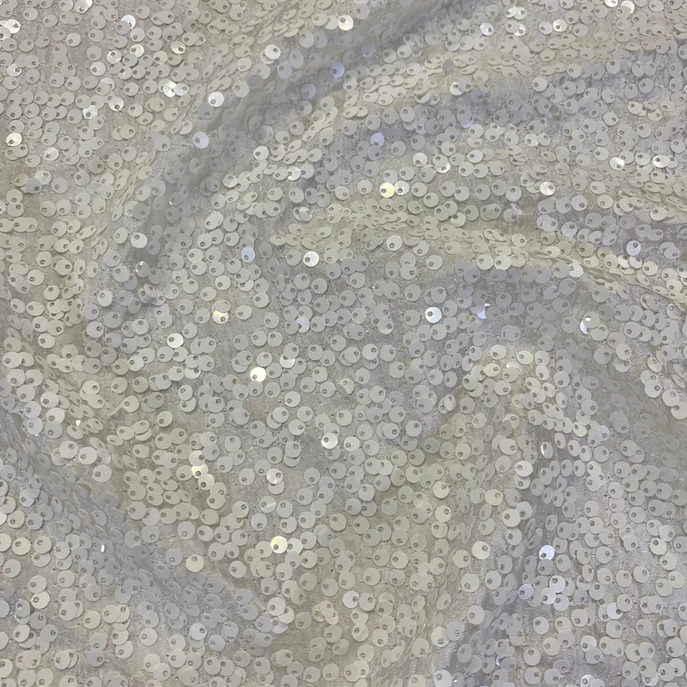 Taffeta Sequins (w/ Poly Lining) Table Napkin in White
