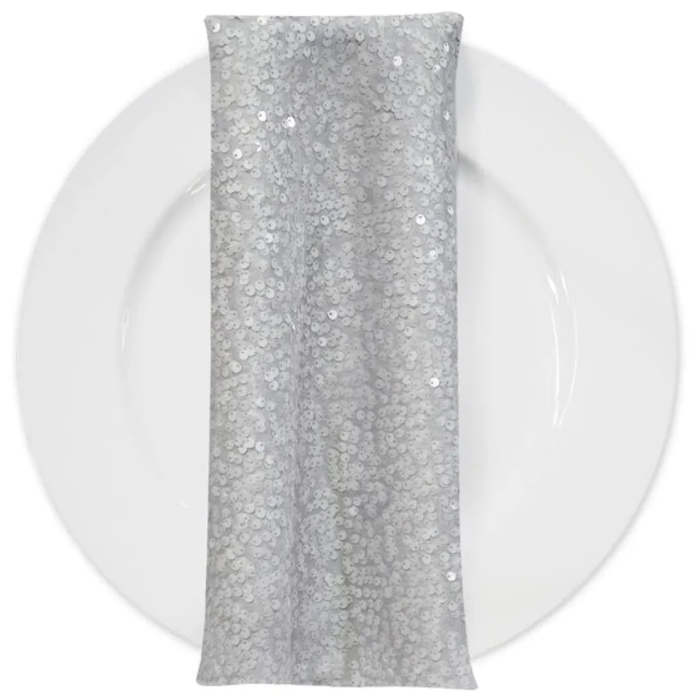 Taffeta Sequins (w/ Poly Lining) Table Napkin in White