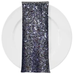 Taffeta Sequins (w/ Poly Lining) Table Napkin in Charcoal