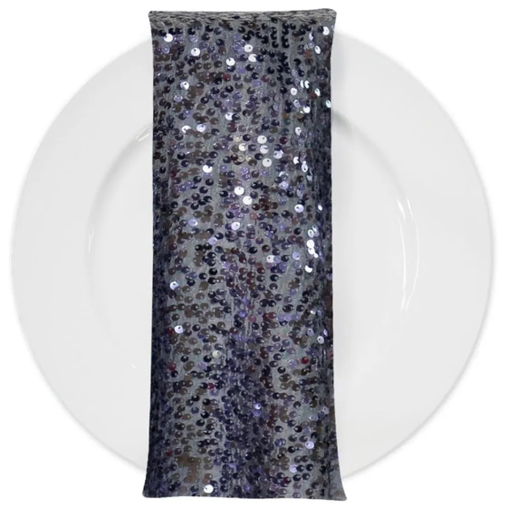 Taffeta Sequins (w/ Poly Lining) Table Napkin in Charcoal