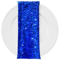 Taffeta Sequins (w/ Poly Lining) Table Napkin in Royal