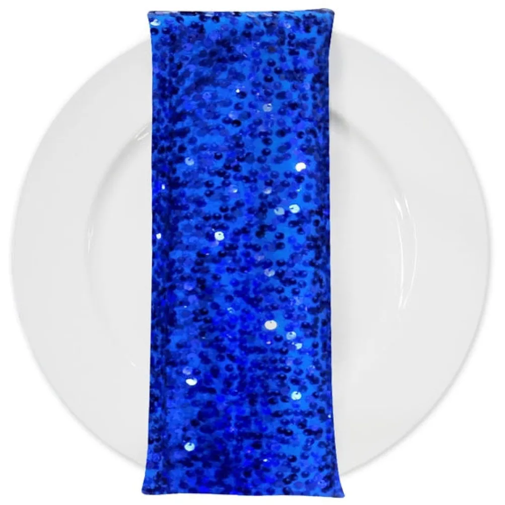 Taffeta Sequins (w/ Poly Lining) Table Napkin in Royal