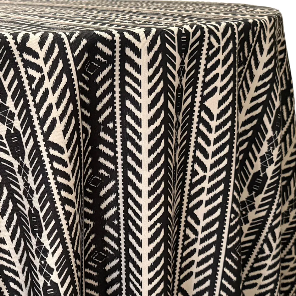 Topaz (Poly Print) Table Linen in Black / Taupe