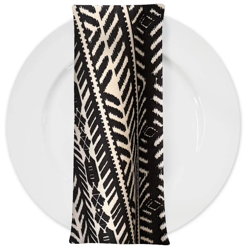 Topaz (Poly Print) Table Napkin in Black / Taupe