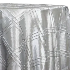 Triple Pleat Pintuck Table Linen in Silver