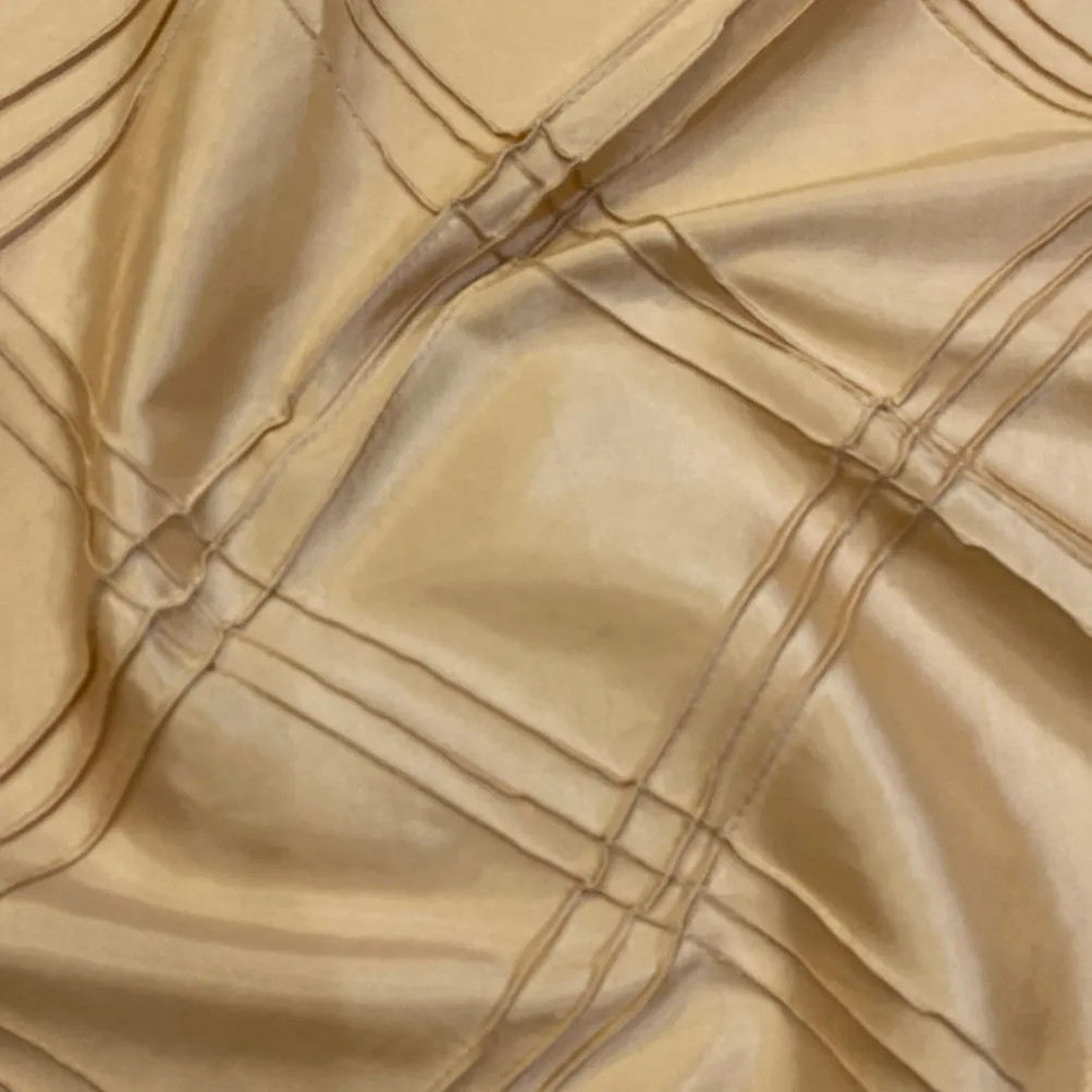 Triple Pleat Pintuck Table Linen in Taupe Gold
