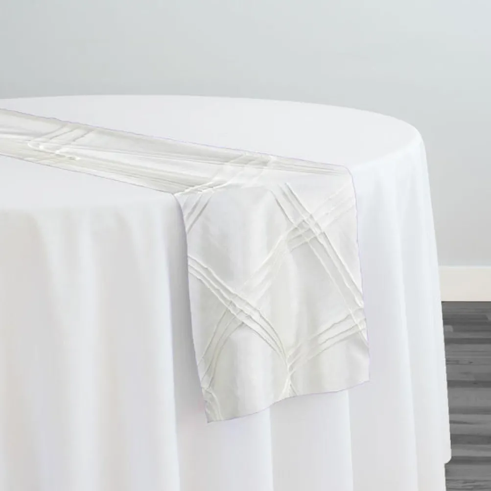 Triple Pleat Pintuck Table Runner in White