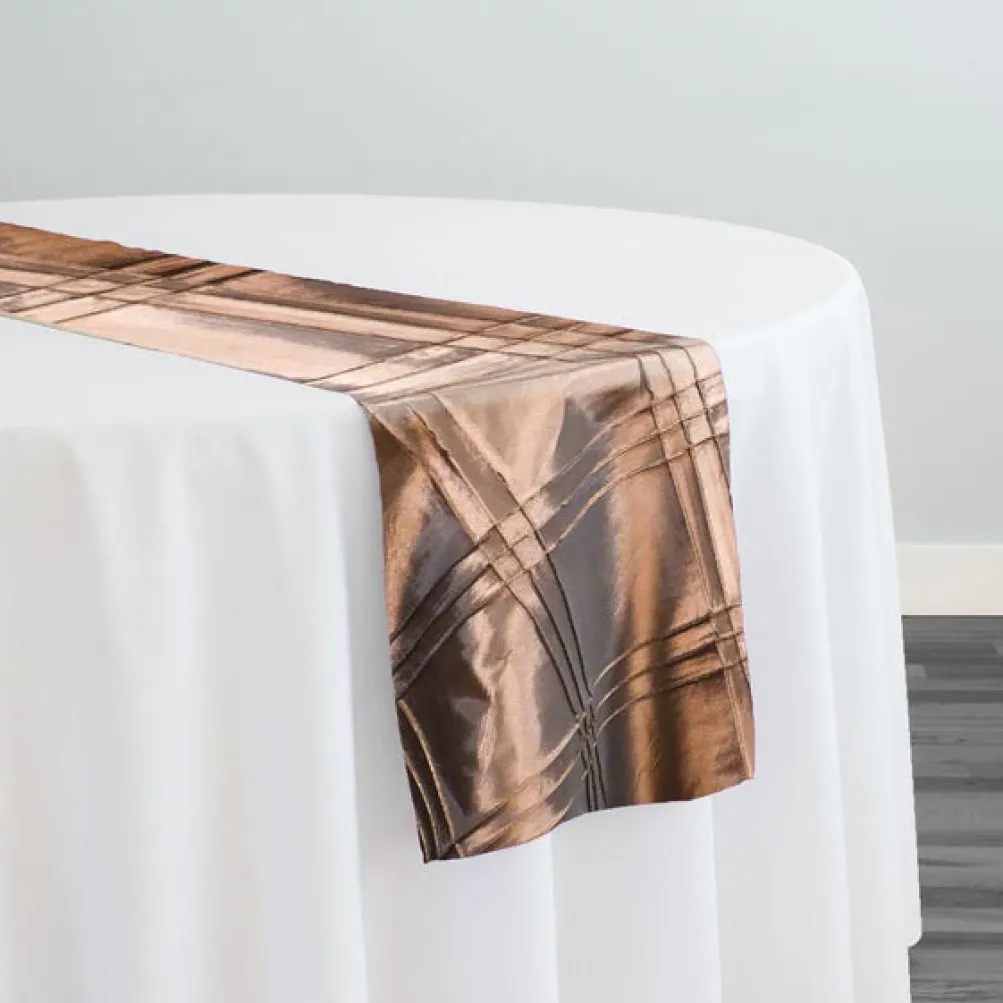 Triple Pleat Pintuck Table Runner in Taupe Gold