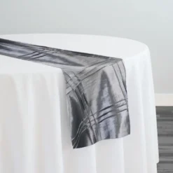 Triple Pleat Pintuck Table Runner in Charcoal