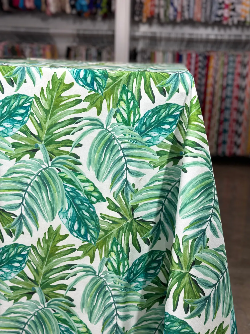 Tropical Print (Dupioni) Table Linen in Green