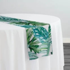 Tropical Print (Dupioni) Table Runner in Green