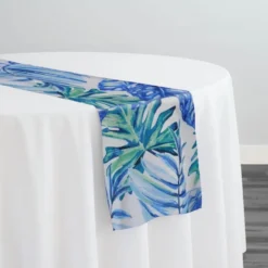 Tropical Print (Dupioni) Table Runner in Blue