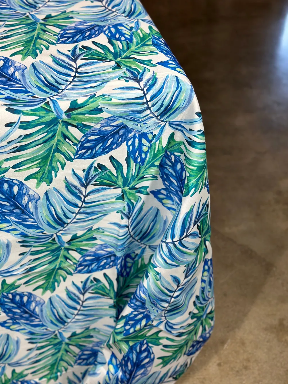 Tropical Print (Dupioni) Table Linen in Blue