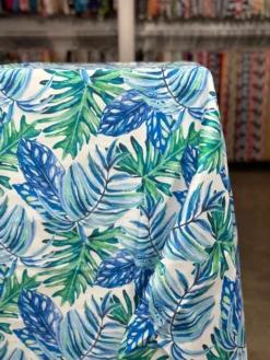 Tropical Print (Dupioni) Table Linen in Blue
