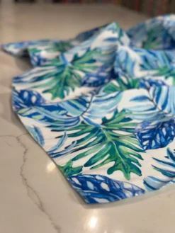 Tropical Print (Dupioni) Table Linen in Blue