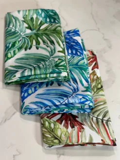 Tropical Print (Dupioni) Table Linen in Blue