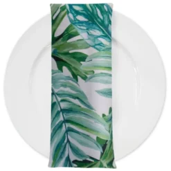 Tropical Print (Dupioni) Table Napkin in Green