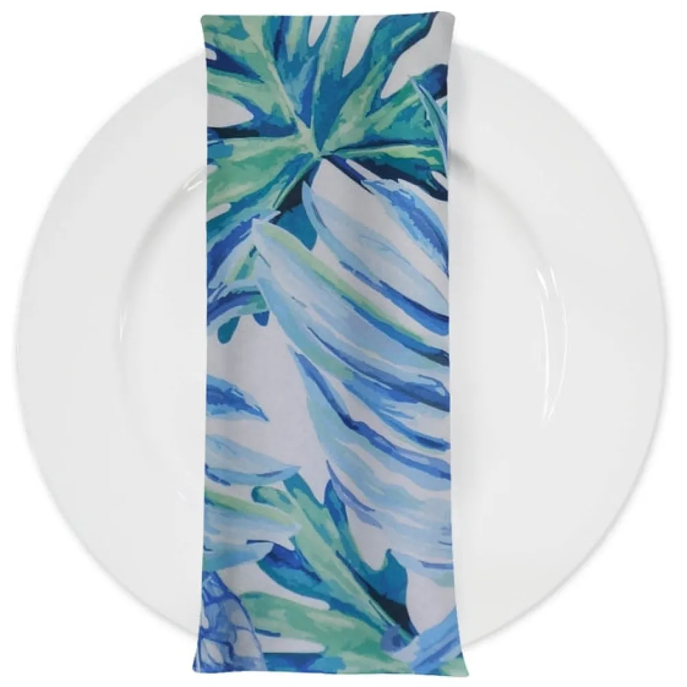 Tropical Print (Dupioni) Table Napkin in Blue