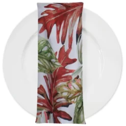 Tropical Print (Dupioni) Table Napkin in Red