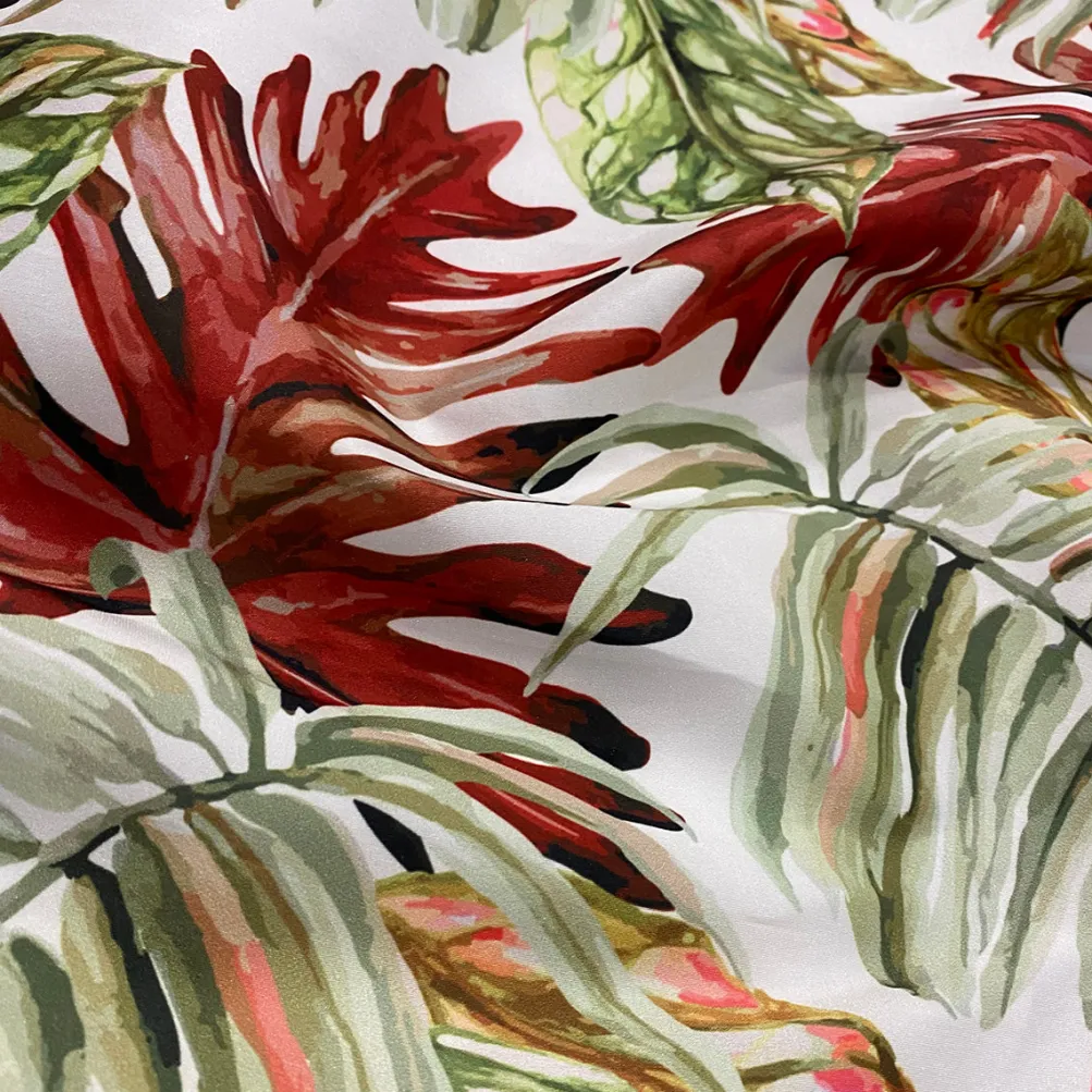 Tropical Print (Dupioni) Table Napkin in Red