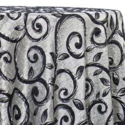 Tuscany Jacquard (Reversible) Table Linen in Black and Silver