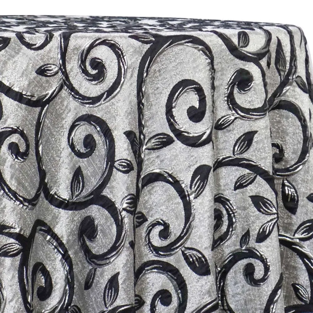 Tuscany Jacquard (Reversible) Table Linen in Black and Silver