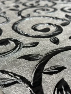 Tuscany Jacquard (Reversible) Table Linen in Black and Silver