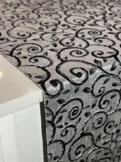 Tuscany Jacquard (Reversible) Table Linen in Black and Silver